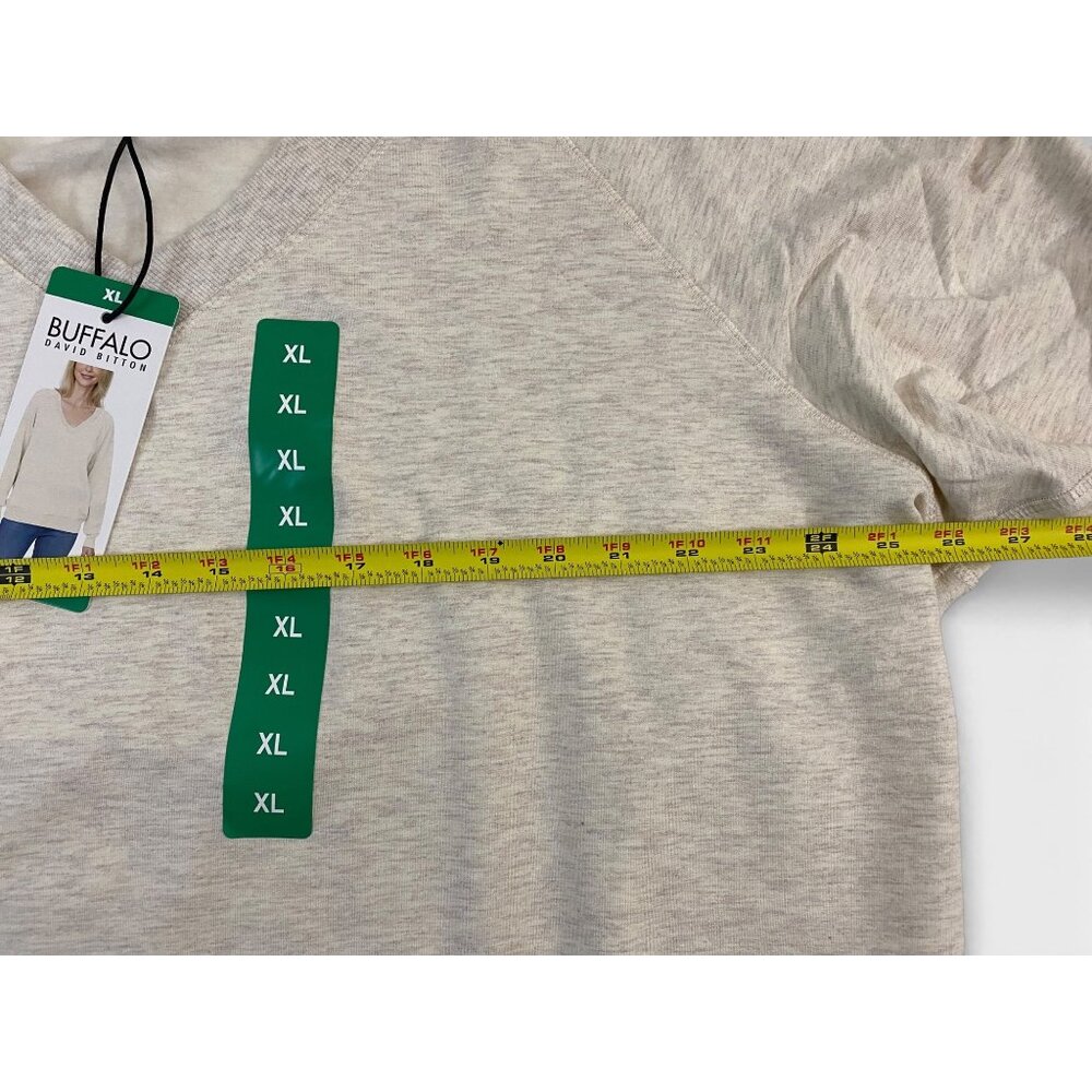 NWT Buffalo David Bitton Women Super Soft V-Neck Pullover Sweatshirt, O Heather - Picture 8 of 12